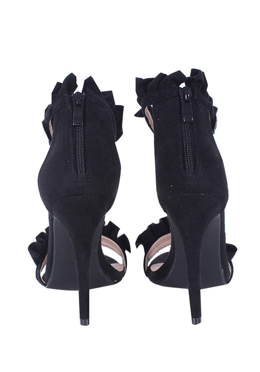 Kikodress - Black Ruffle Detail Stilletto Heels