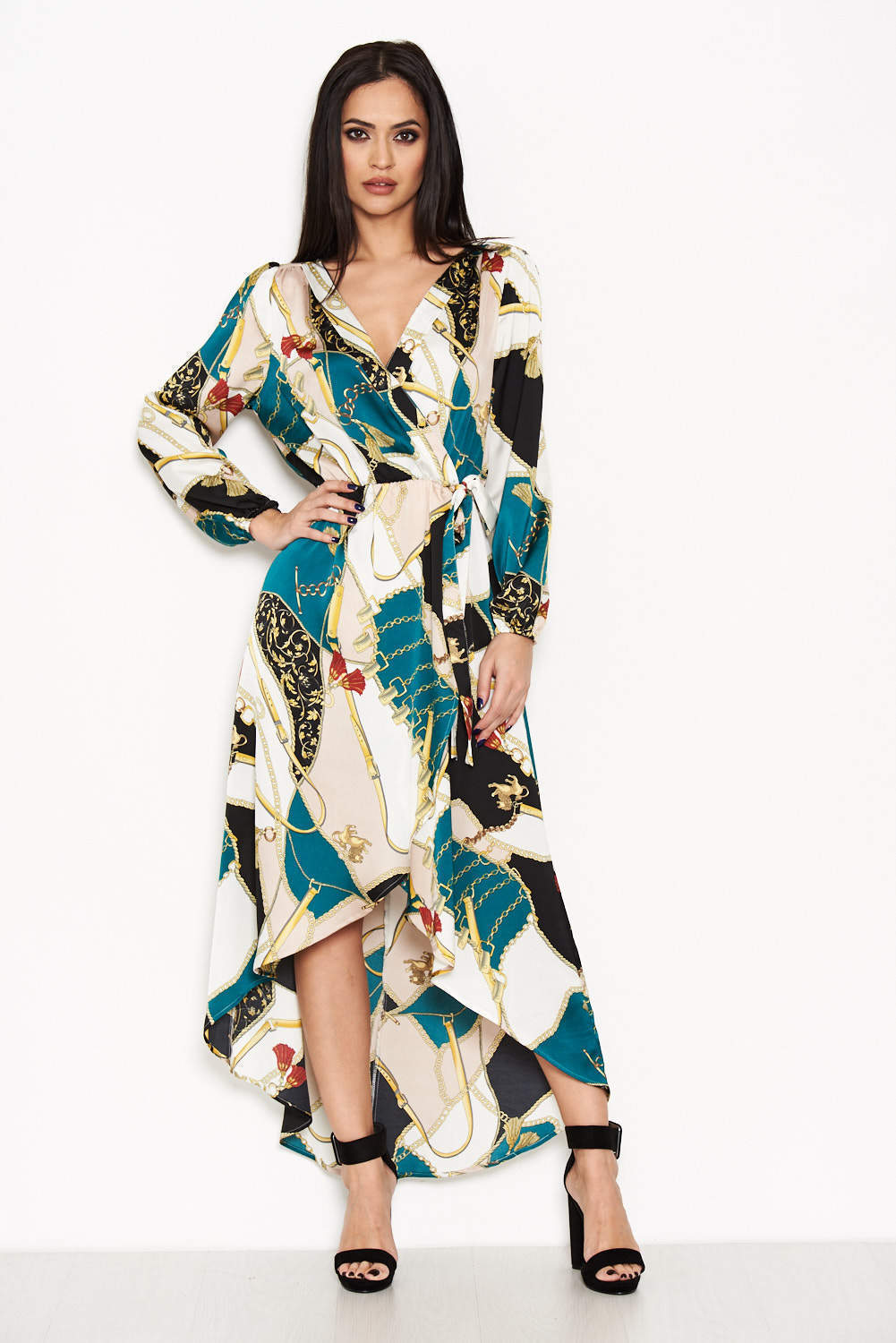 Kikodress - Green Colour Block Printed Dress