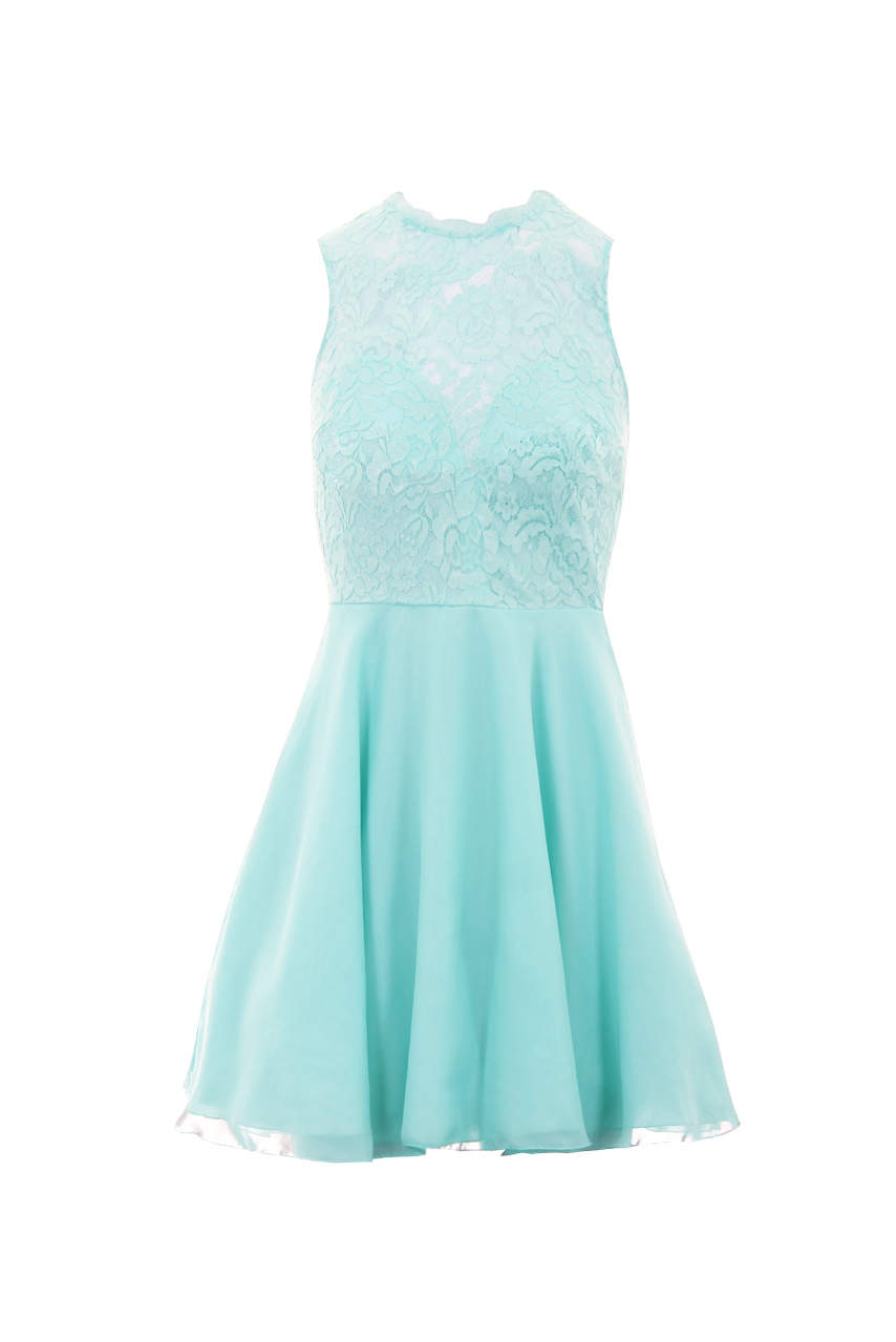 Kikodress - Soft Green Lace Top Skater Dress
