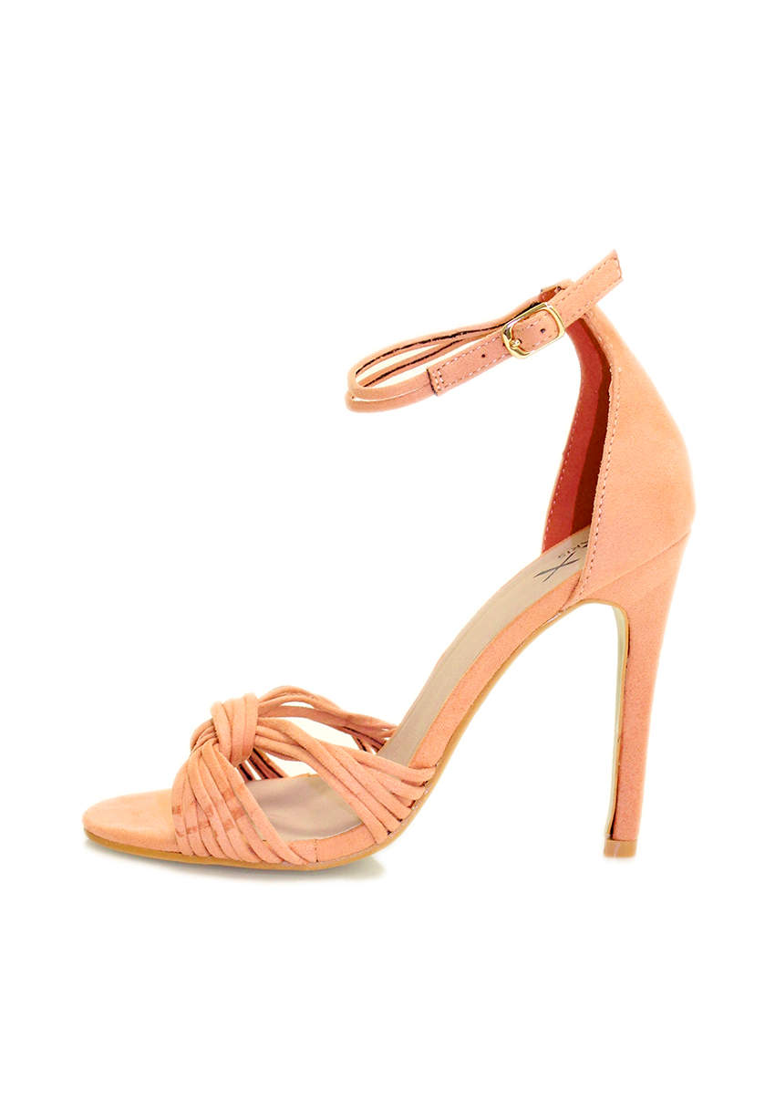 Kikodress - Peach Suede Knot Front Heels