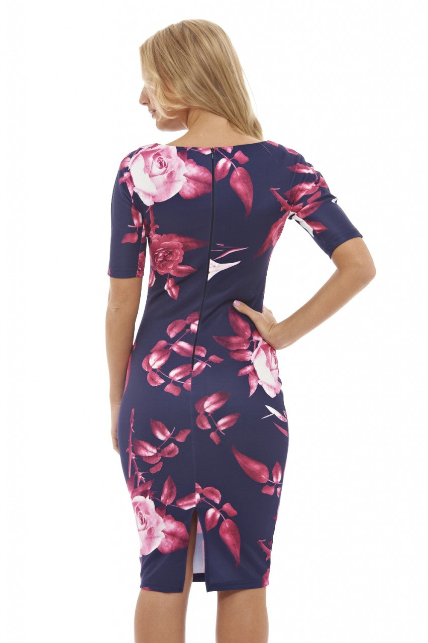 Kikodress - Rose Print Bodycon Dress