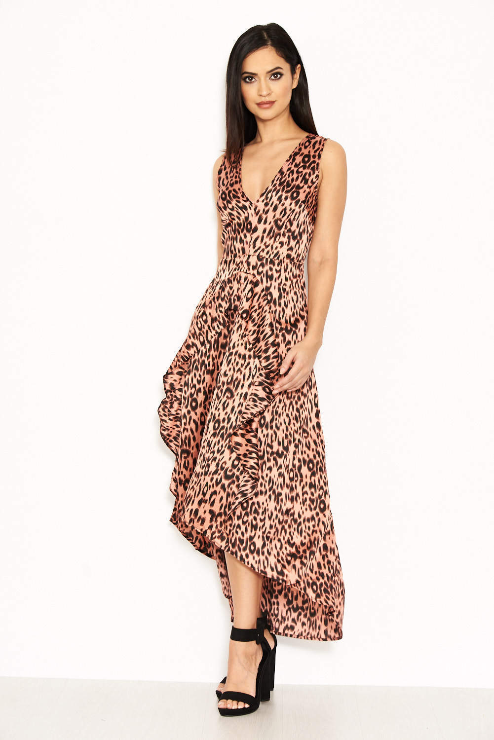 Kikodress - Pink Leopard Print Maxi Dress