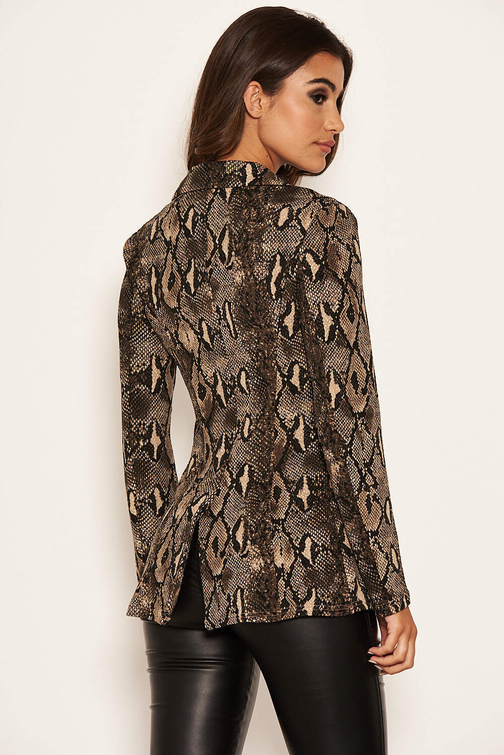 Kikodress - Brown Snake Print Blazer