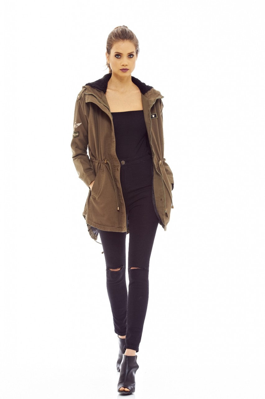 Kikodress - Khaki Parka Jacket with Hood