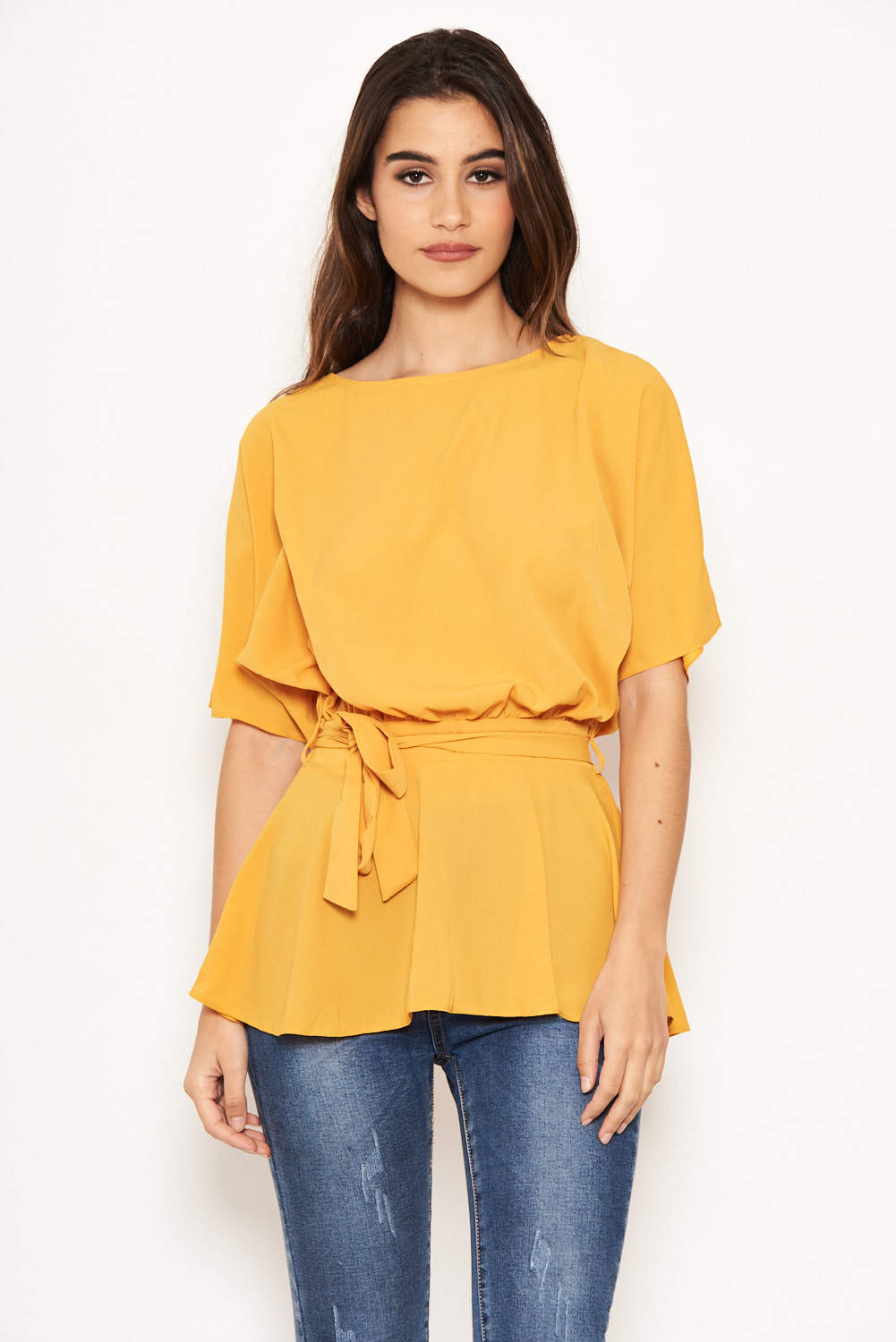 Kikodress - Yellow Tie Belt Top