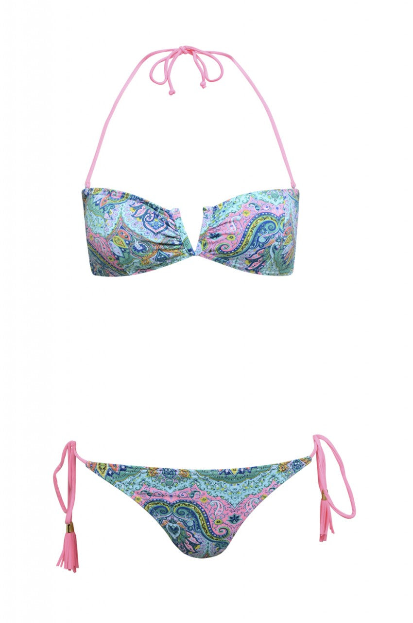 Kikodress - Paisley Printed Bandeau Bikini