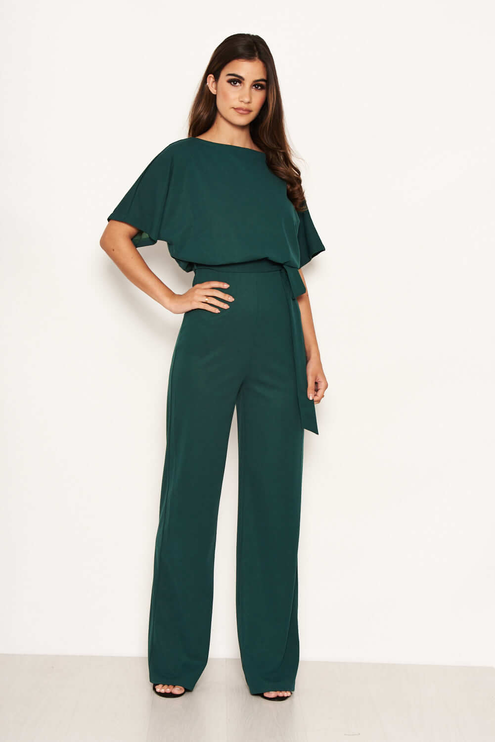 Kikodress - Teal Tie Waist Jumpsuit