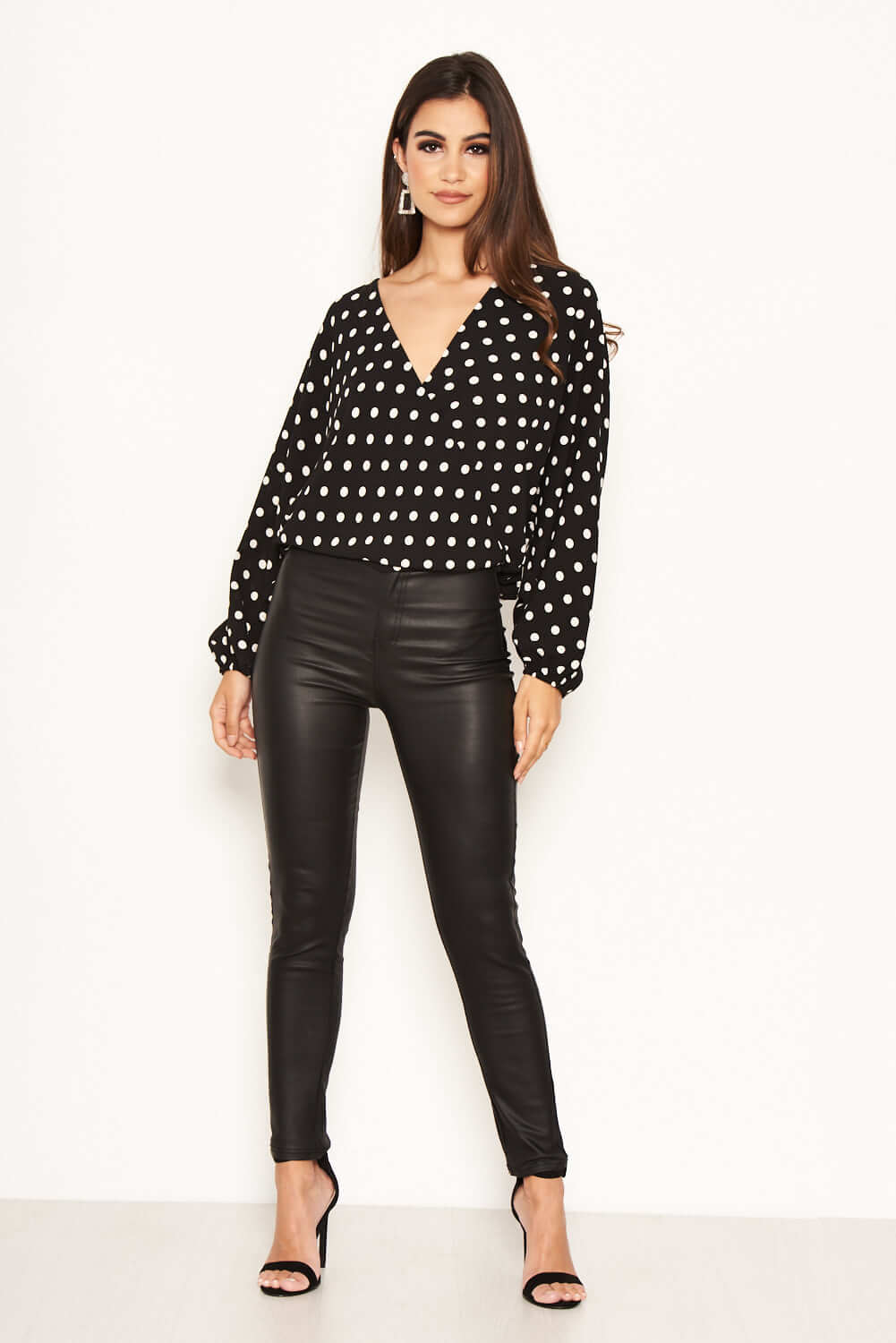 Kikodress - Black Polka Dot Wrap Top