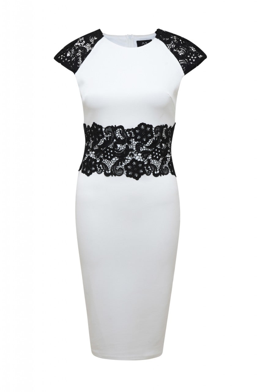 Kikodress - Contrast Crochet Midi Dress