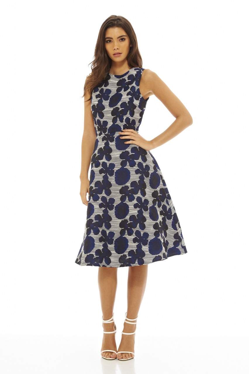 Kikodress - Embroidered Midi Skater Dress