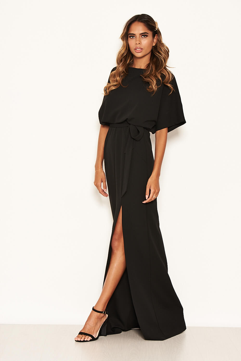 Kikodress - Black Tie Waist Maxi Dress