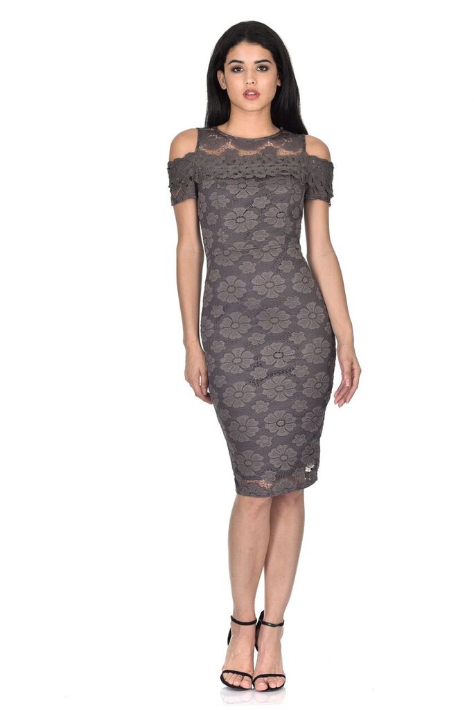 Kikodress - Grey Lace Bodycon Dress