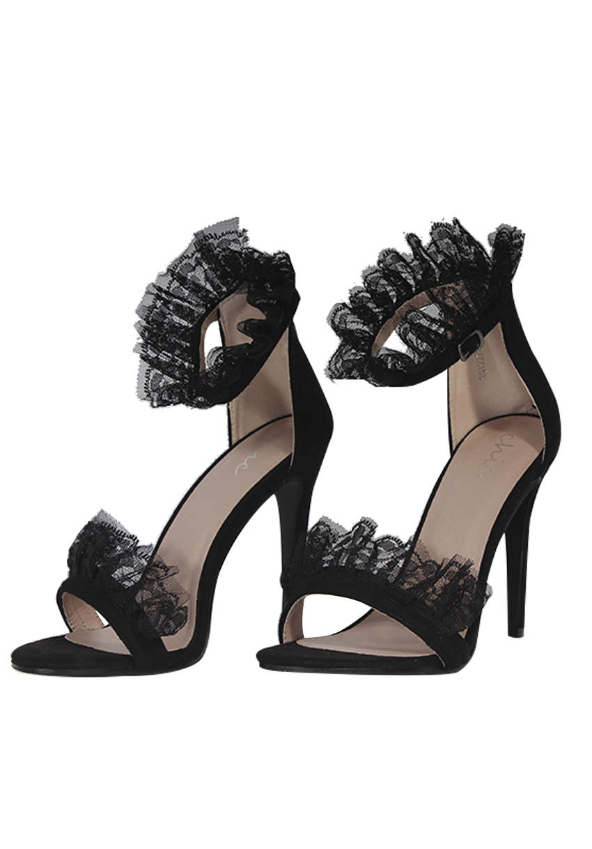 Kikodress - Black Lace Detail Stiletto Heels