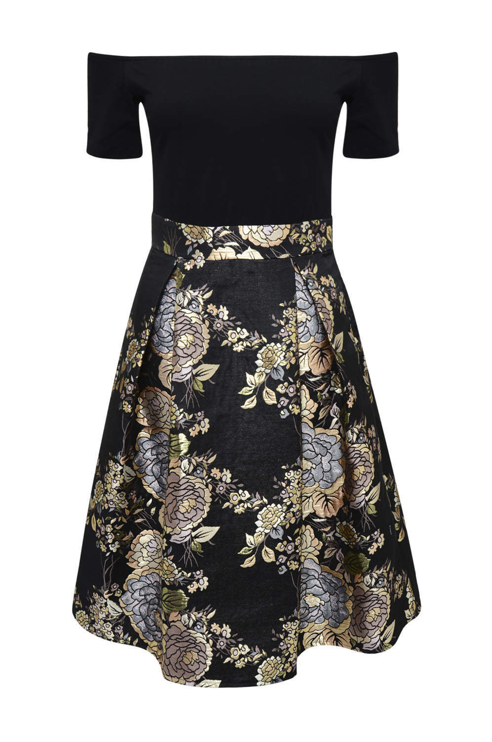 Kikodress - Black Bardot Midi Skater Dress