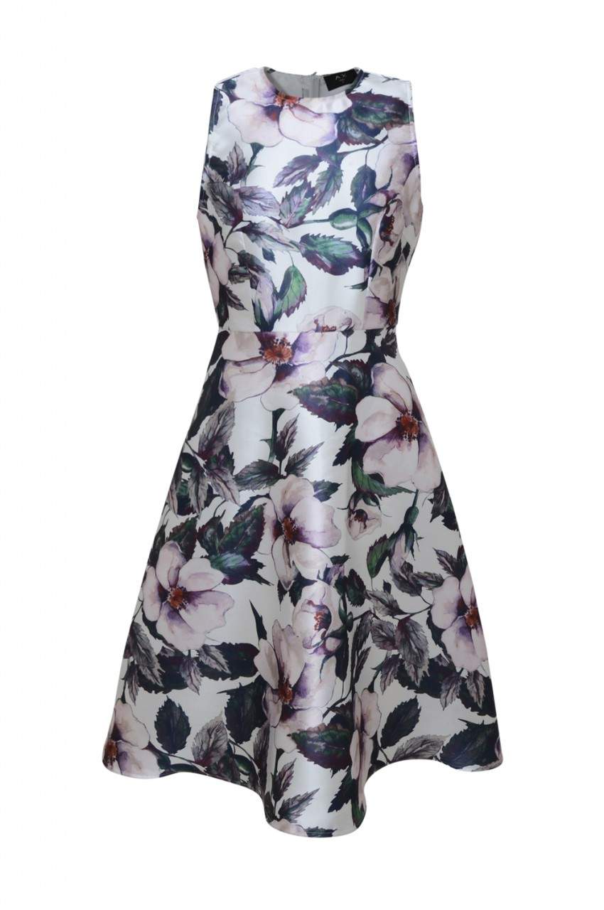 Kikodress - Floral Printed Midi Skater  Dress