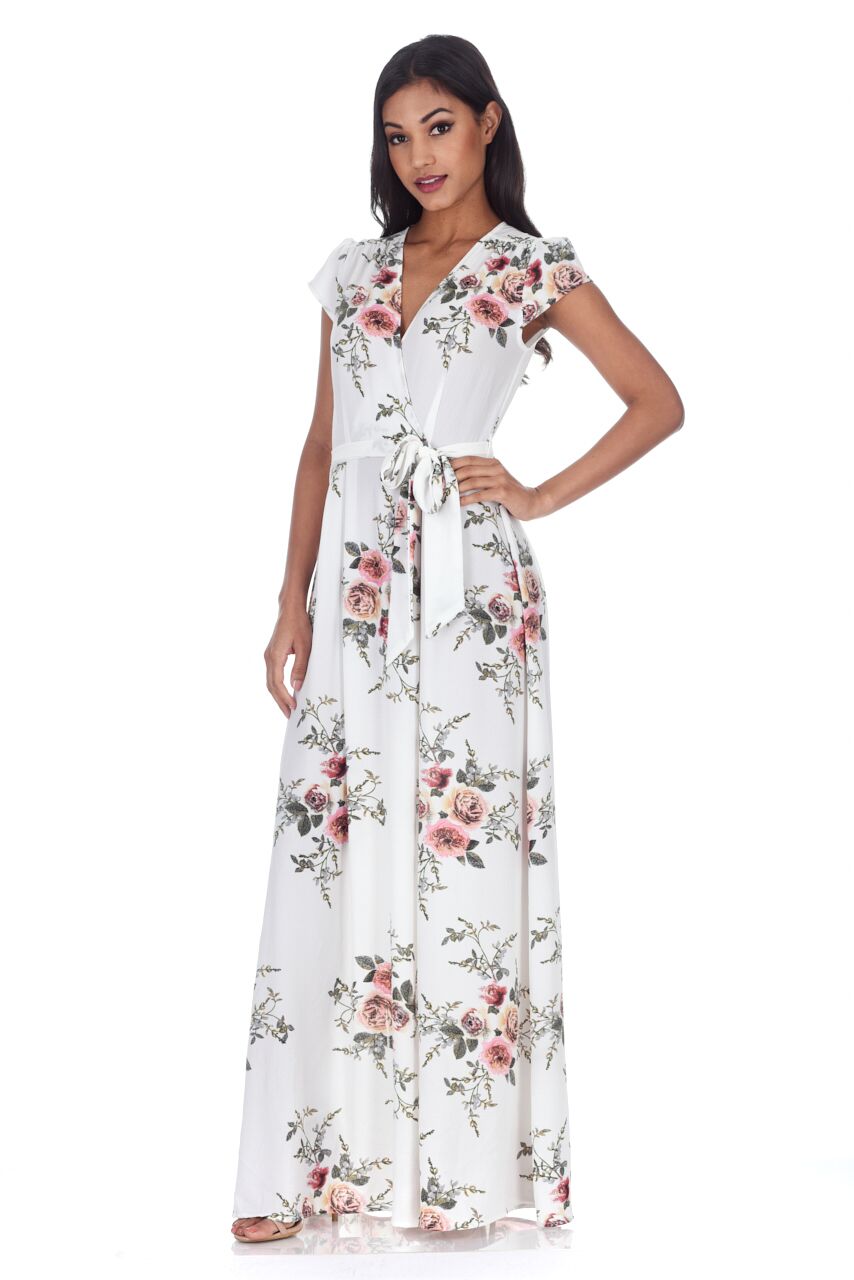 Kikodress - Cream Floral Maxi Dress