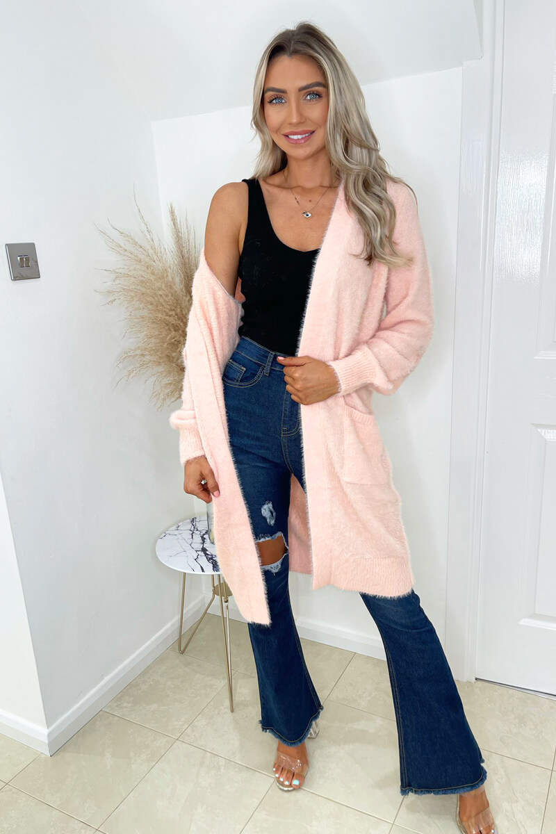 Kikodress - Pink Fluffy Long Cardigan