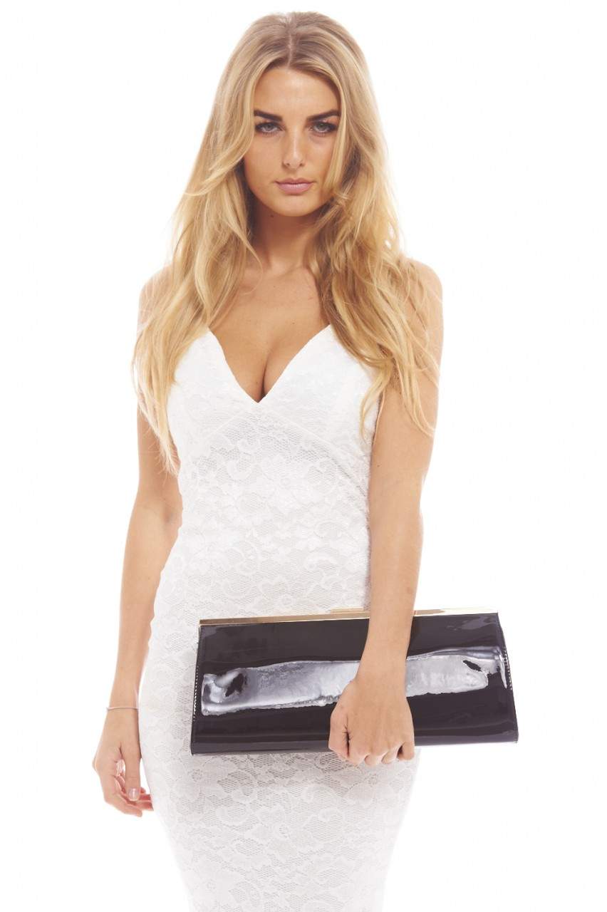 Kikodress - Large Patent Clasp Clutch