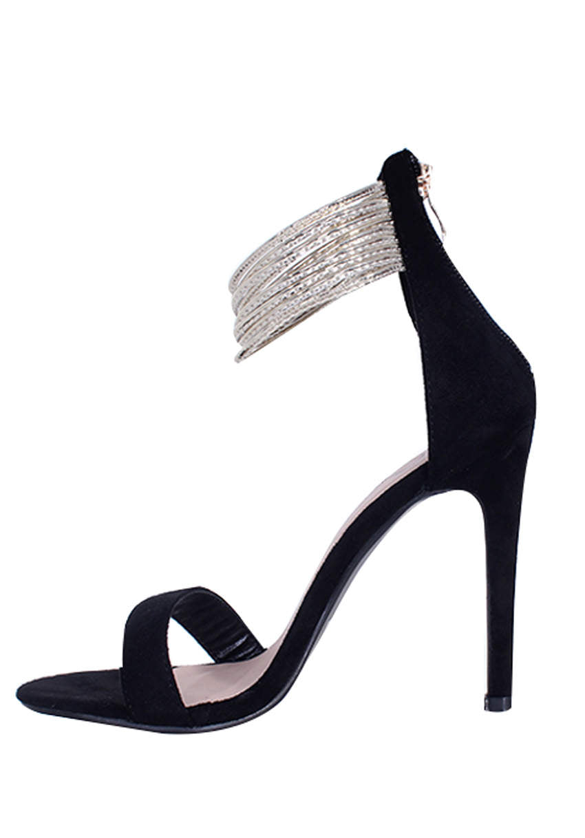 Kikodress - Black Gold Ring Detail Stilletto Heels