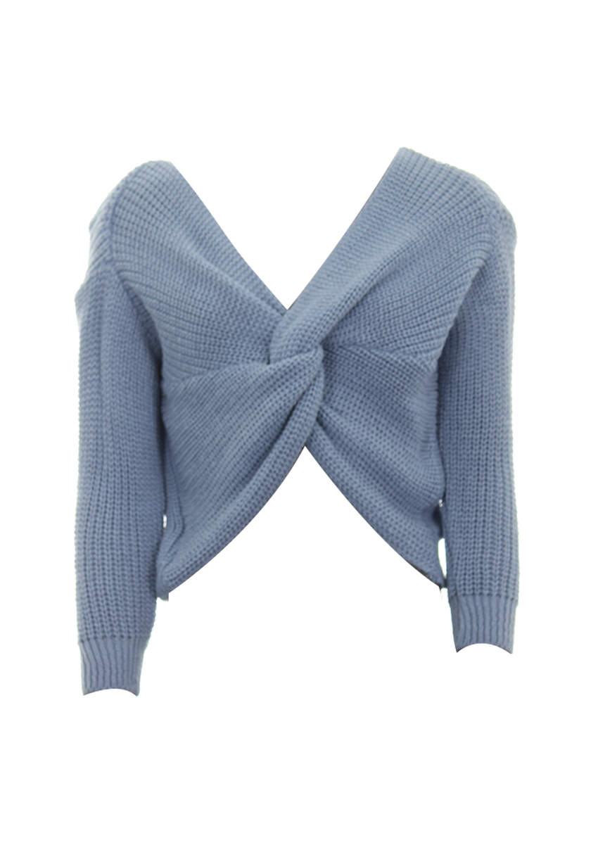 Kikodress - Ice Blue Reversible Twist Knot Jumper