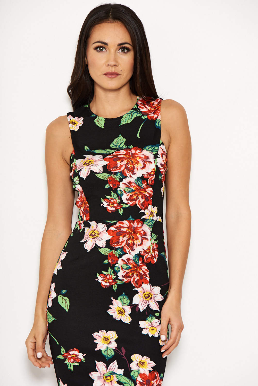 Kikodress - Black Floral Bodycon Dress