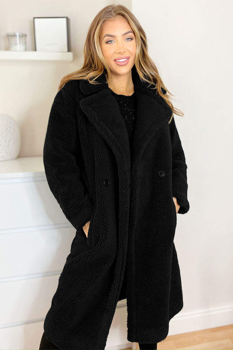 Kikodress - Black Faux Fur Teddy Coat
