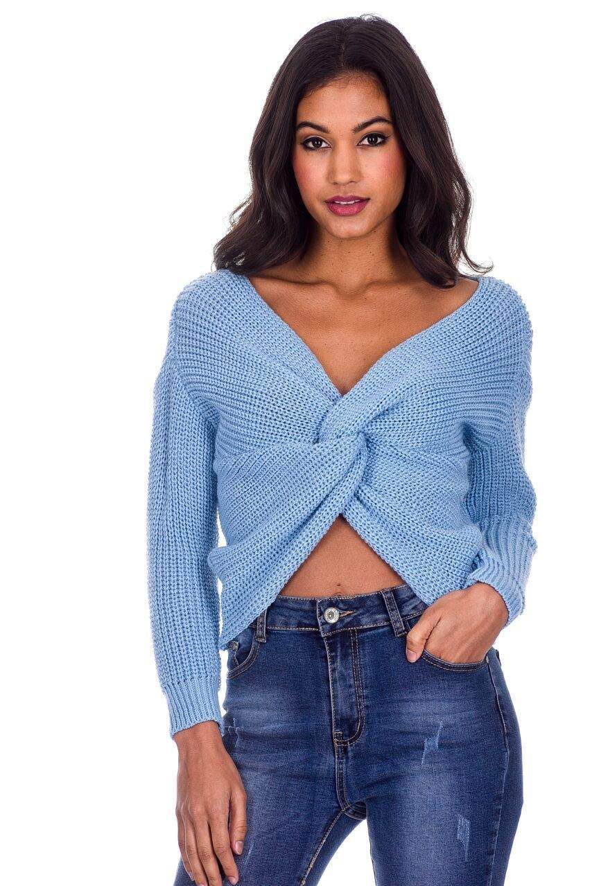 Kikodress - Ice Blue Reversible Twist Knot Jumper