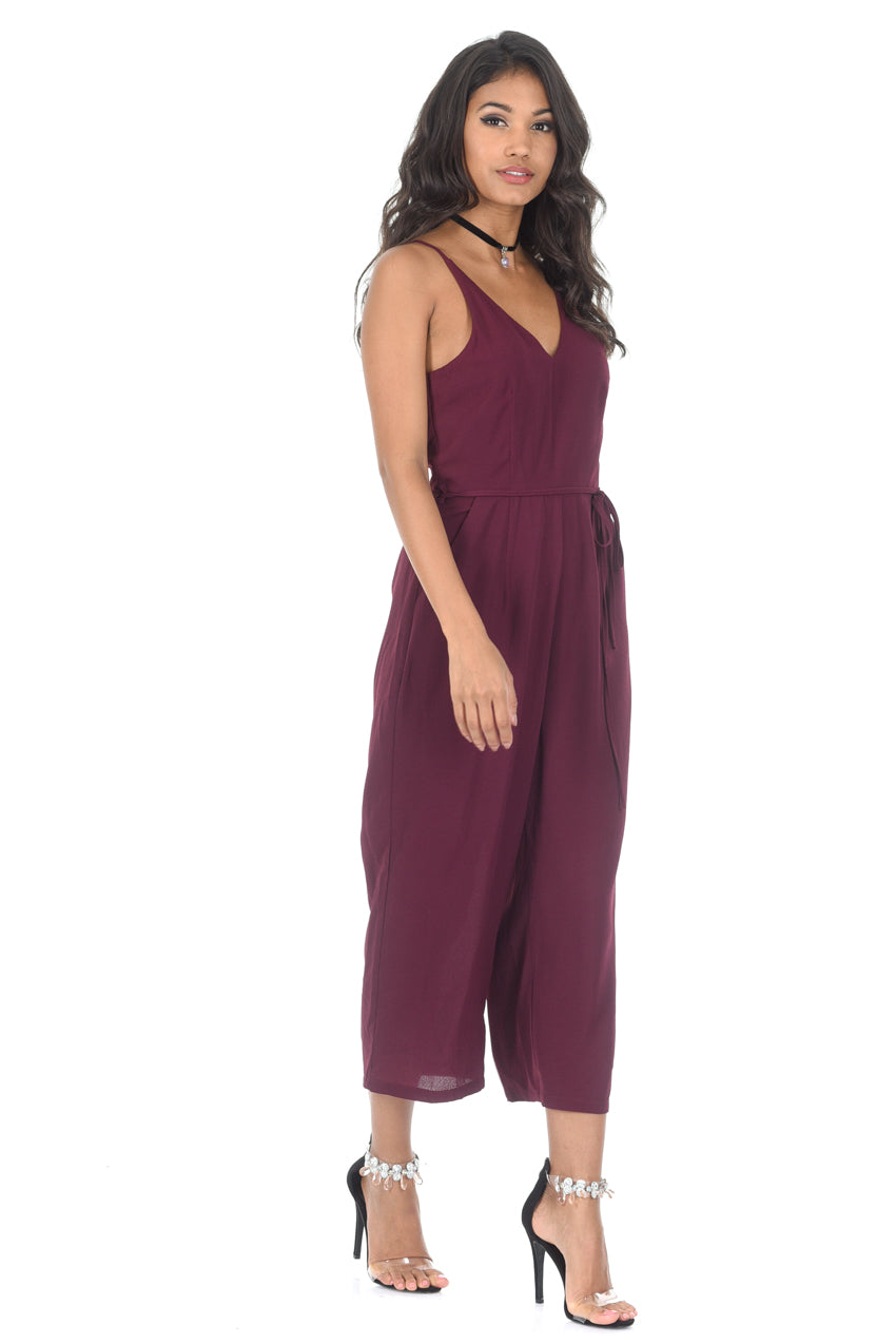 Kikodress - Plum Spaghetti Strap Jumpsuit