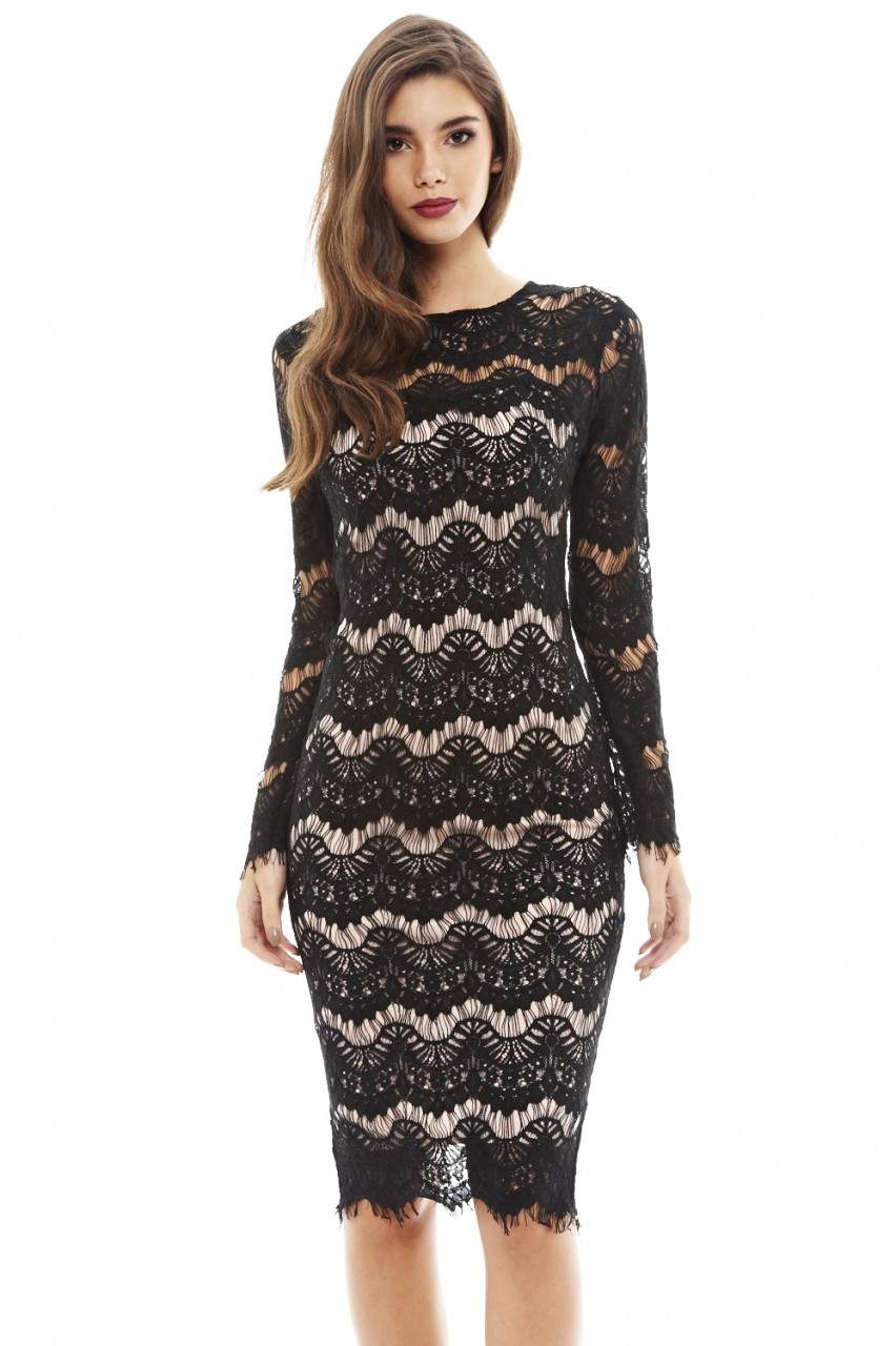 Kikodress - Long Sleeved Lace Bodycon Dress