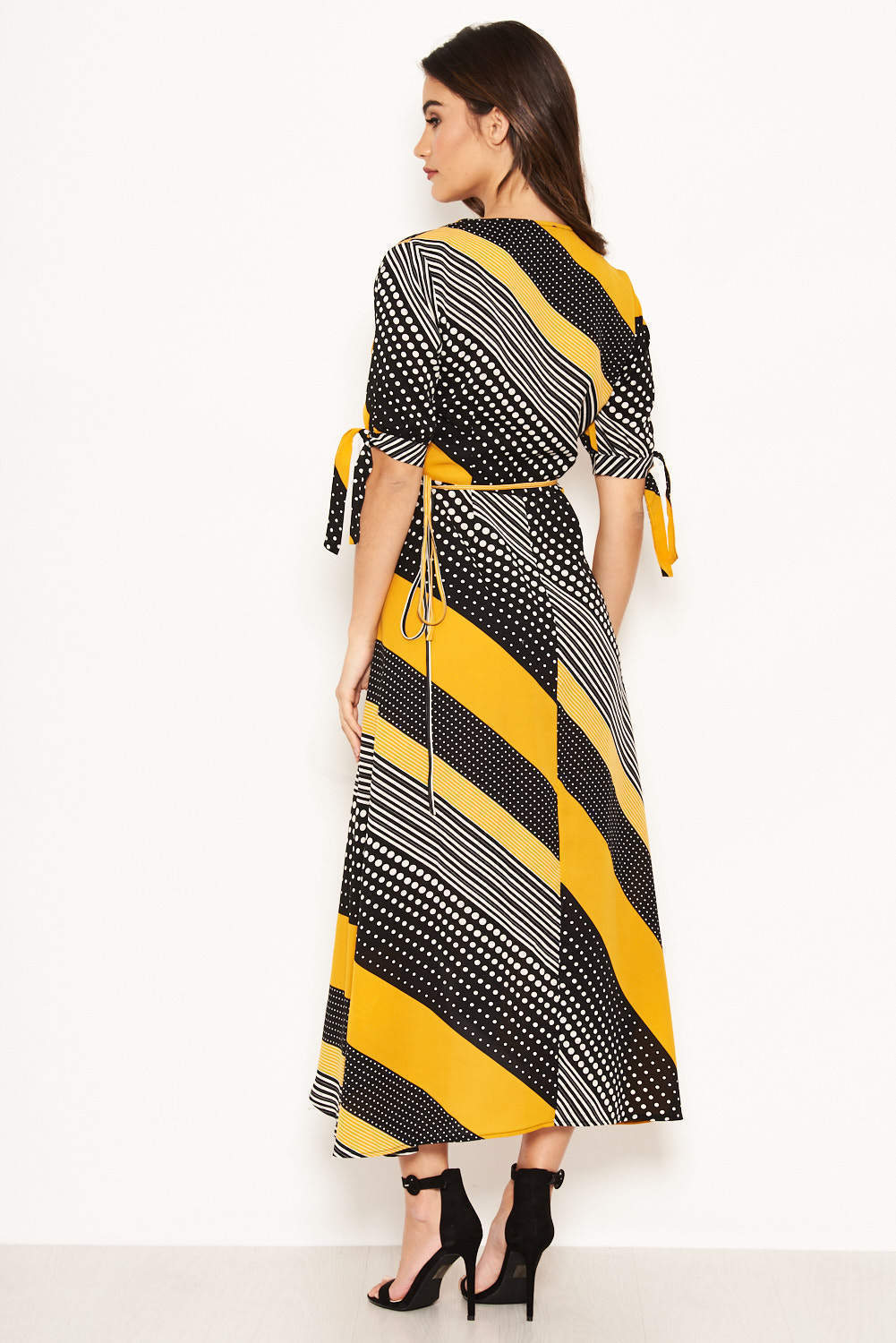 Kikodress - Yellow Multi Print Wrap Maxi Dress