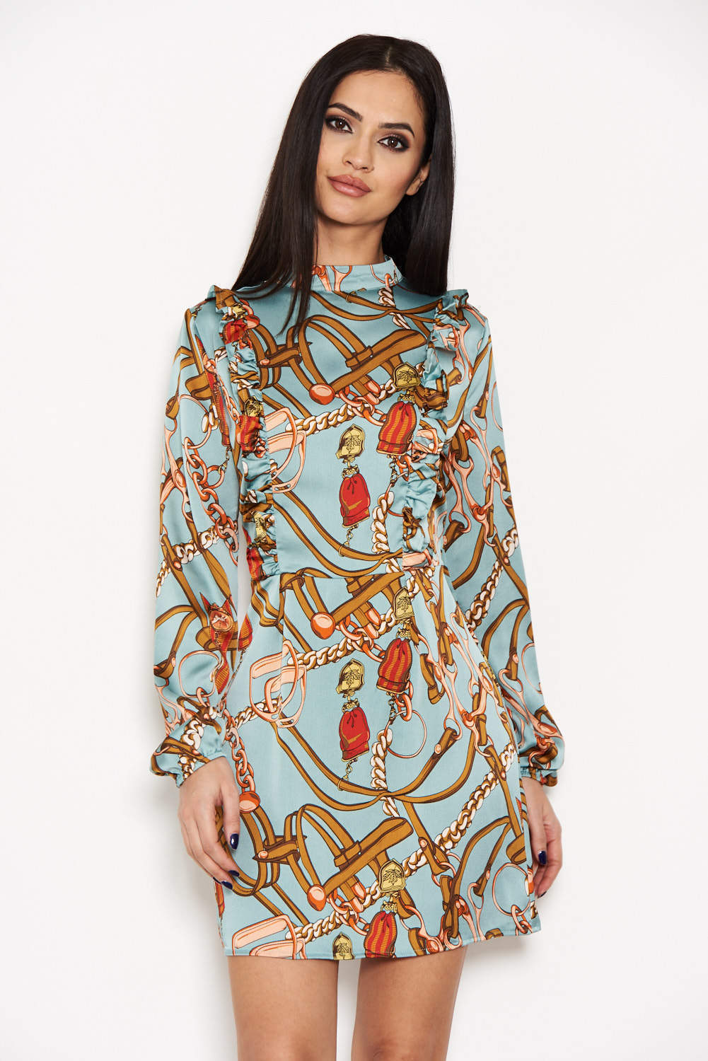 Kikodress - Duck Egg Chain Print Dress