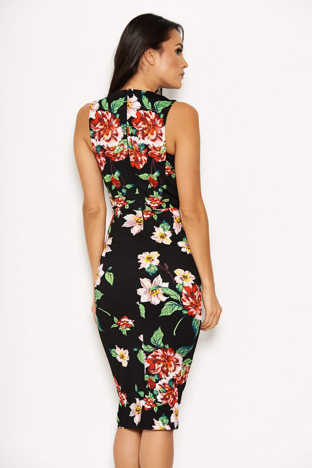 Kikodress - Black Floral Bodycon Dress