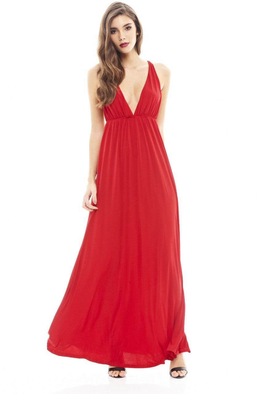 Kikodress - Slinky Plunge Maxi Dress