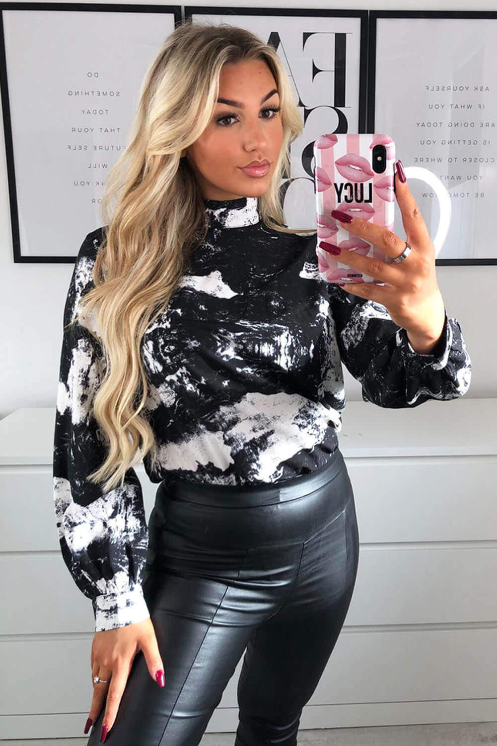 Kikodress - Black Printed High Neck Top