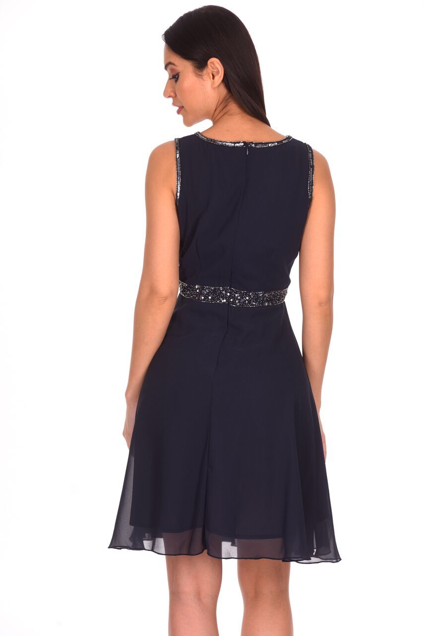 Kikodress - Navy Sequin Skater Dress
