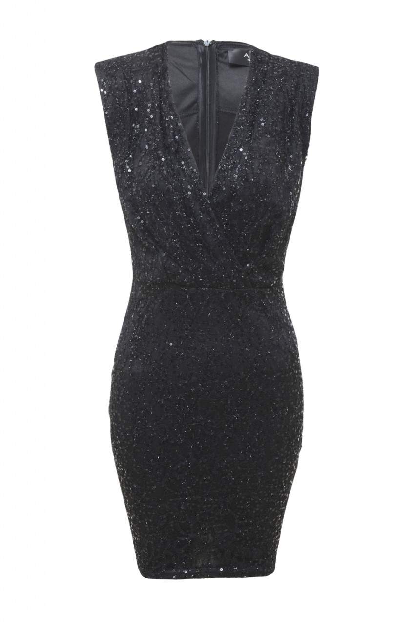 Kikodress - Sequin V Neck Mini Dress