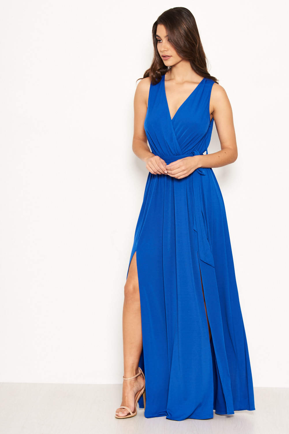Kikodress - Cobalt Wrap Front Maxi Dress