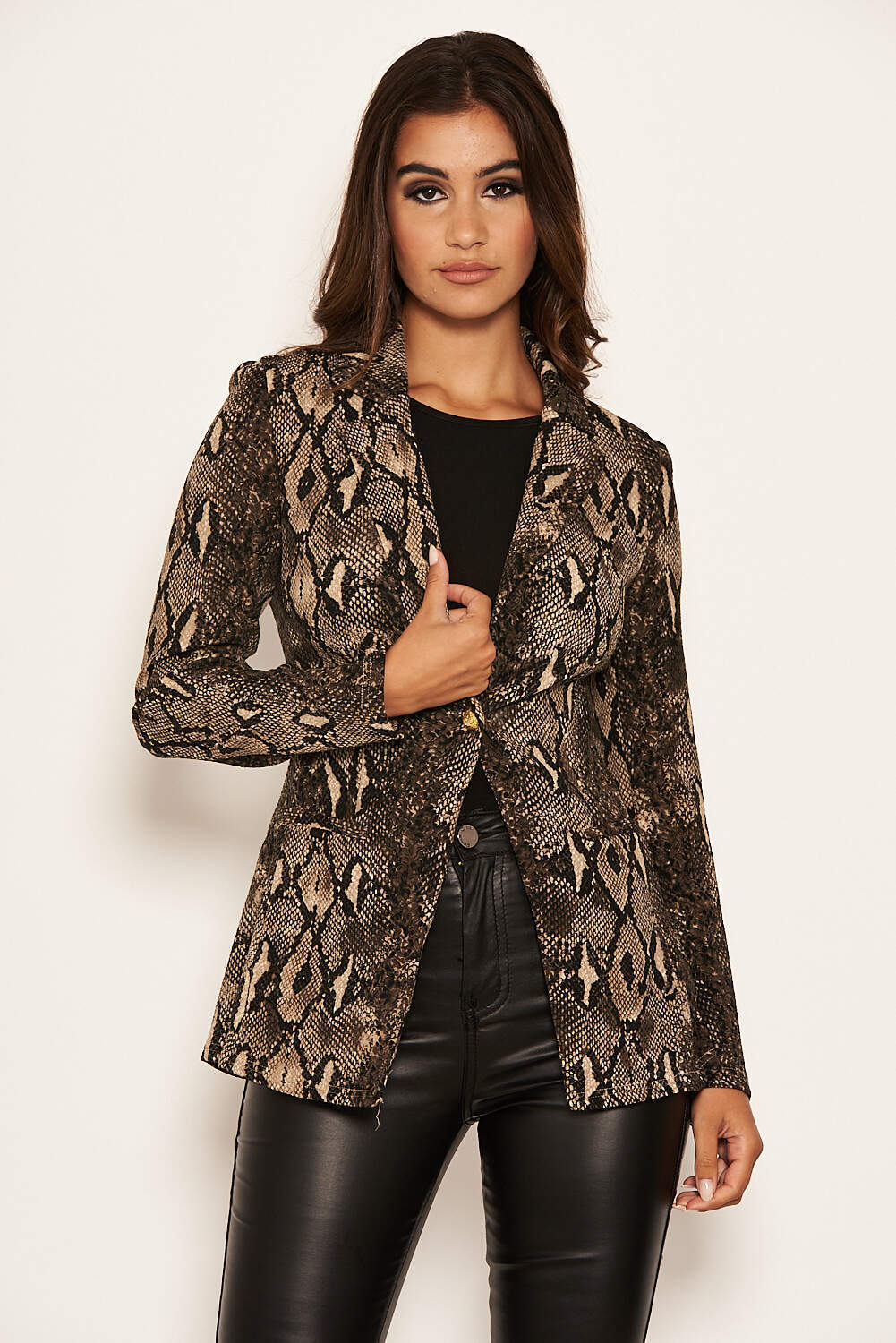 Kikodress - Brown Snake Print Blazer