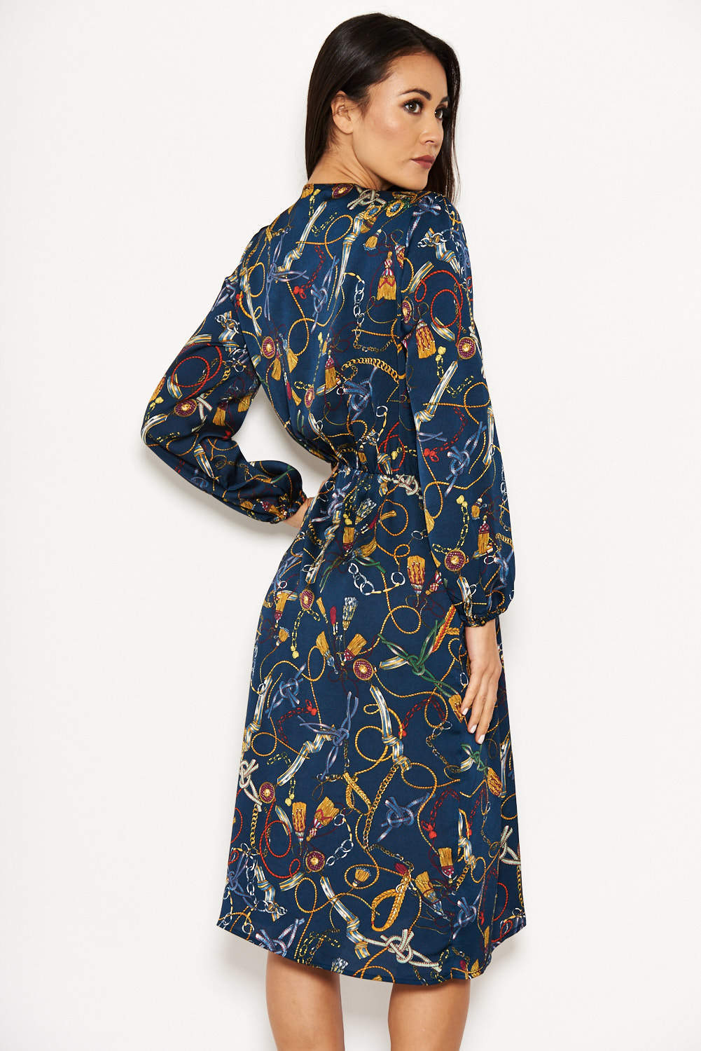 Kikodress - Chain Printed Wrap Style Dress
