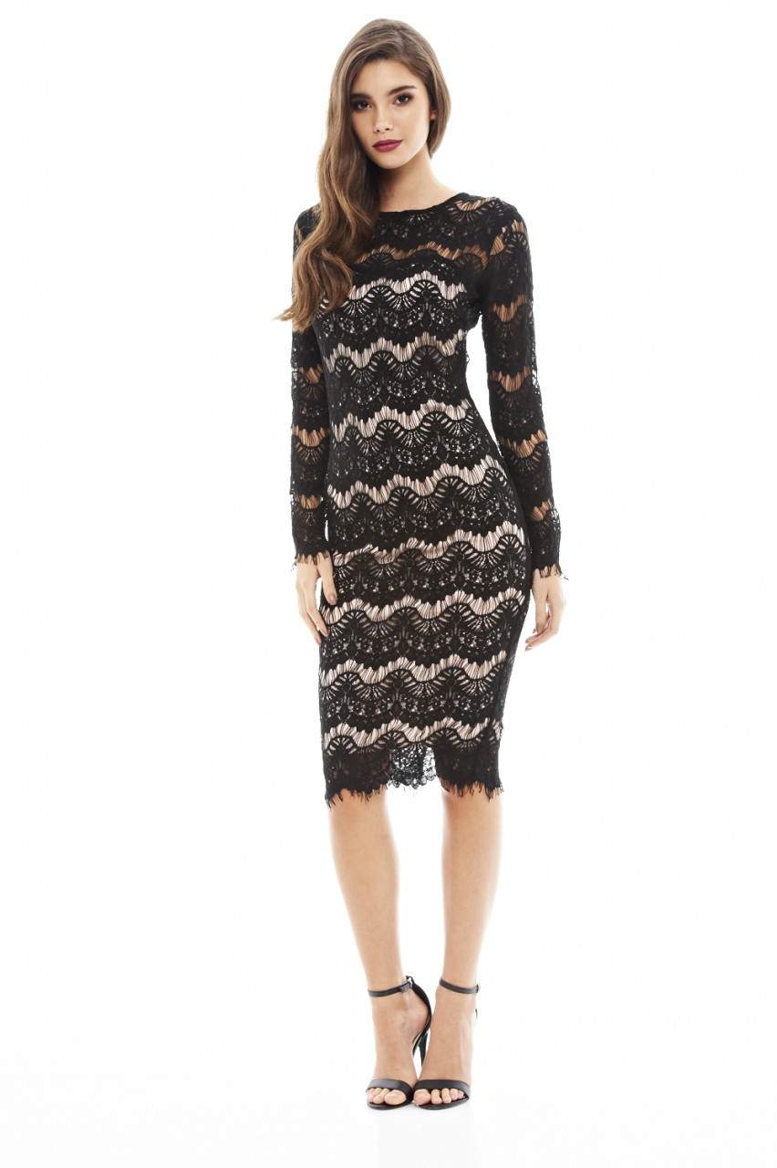 Kikodress - Long Sleeved Lace Bodycon Dress