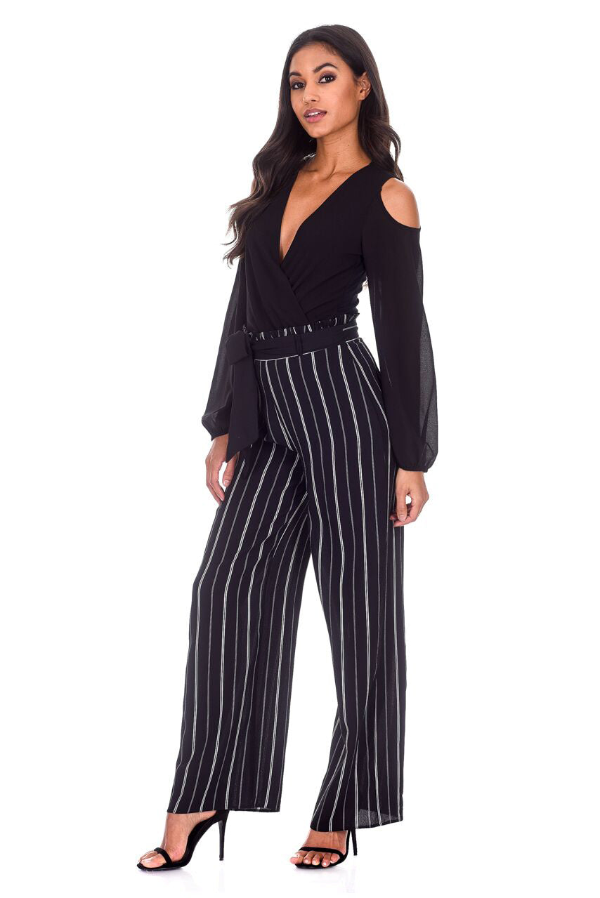Kikodress - Black Striped Flared Trousers