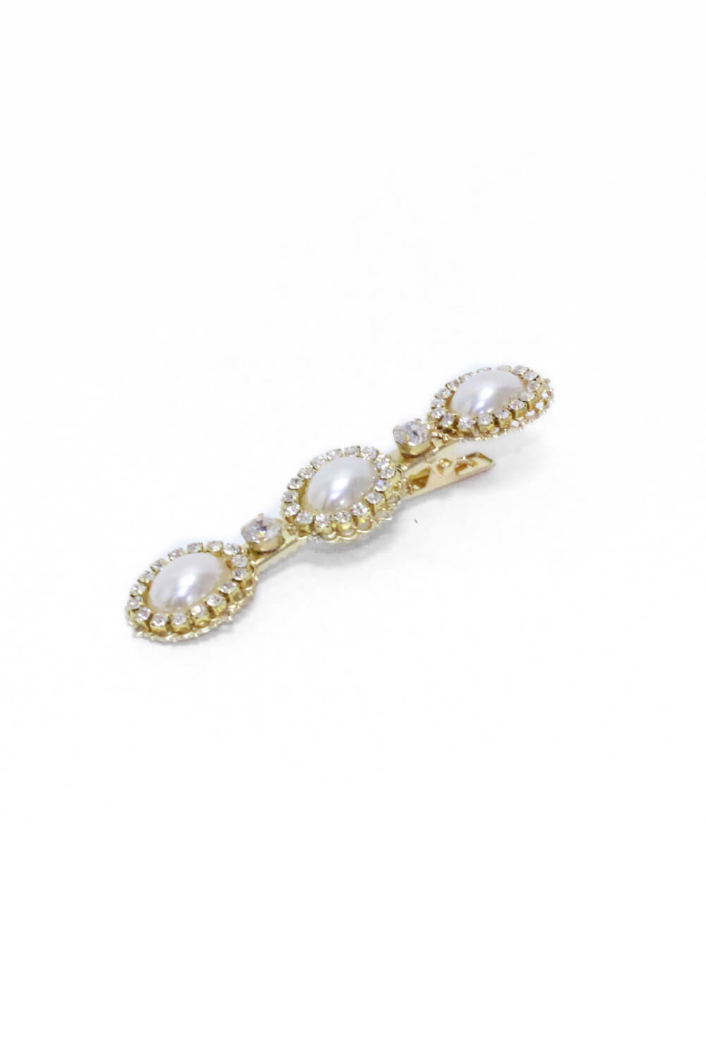 Kikodress - Gold Diamante Hair Clip With Oversized Pearls