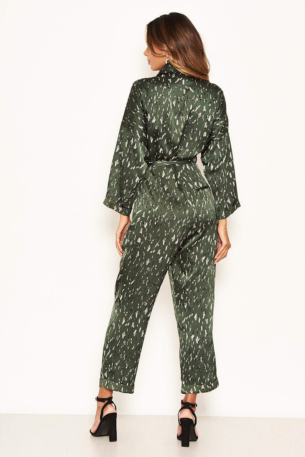 Kikodress - Green Printed Button Up Jumpsuit
