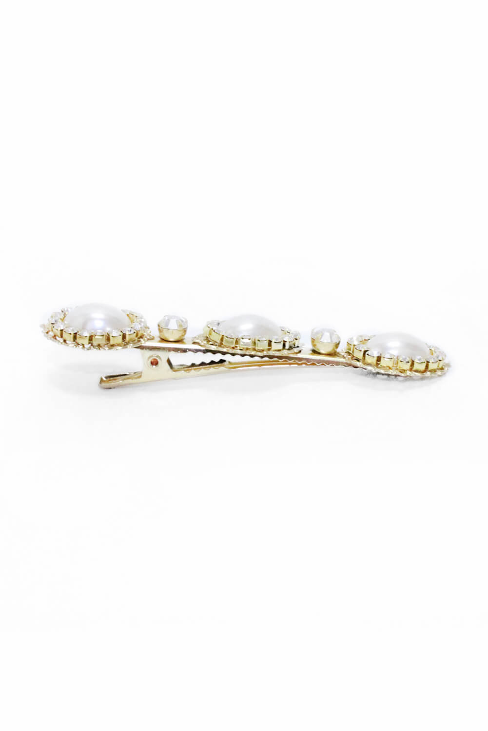 Kikodress - Gold Diamante Hair Clip With Oversized Pearls