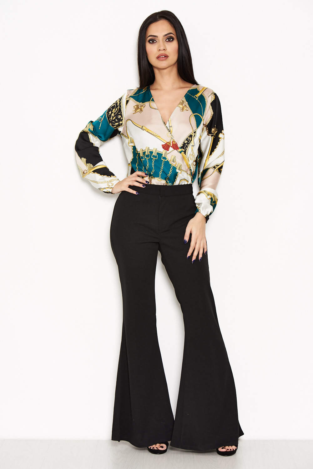 Kikodress - Green Printed Wrap Bodysuit