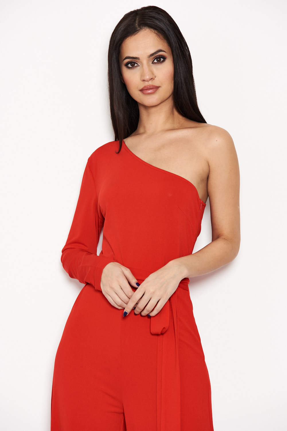 Kikodress - Red One Shoulder Jumpsuit
