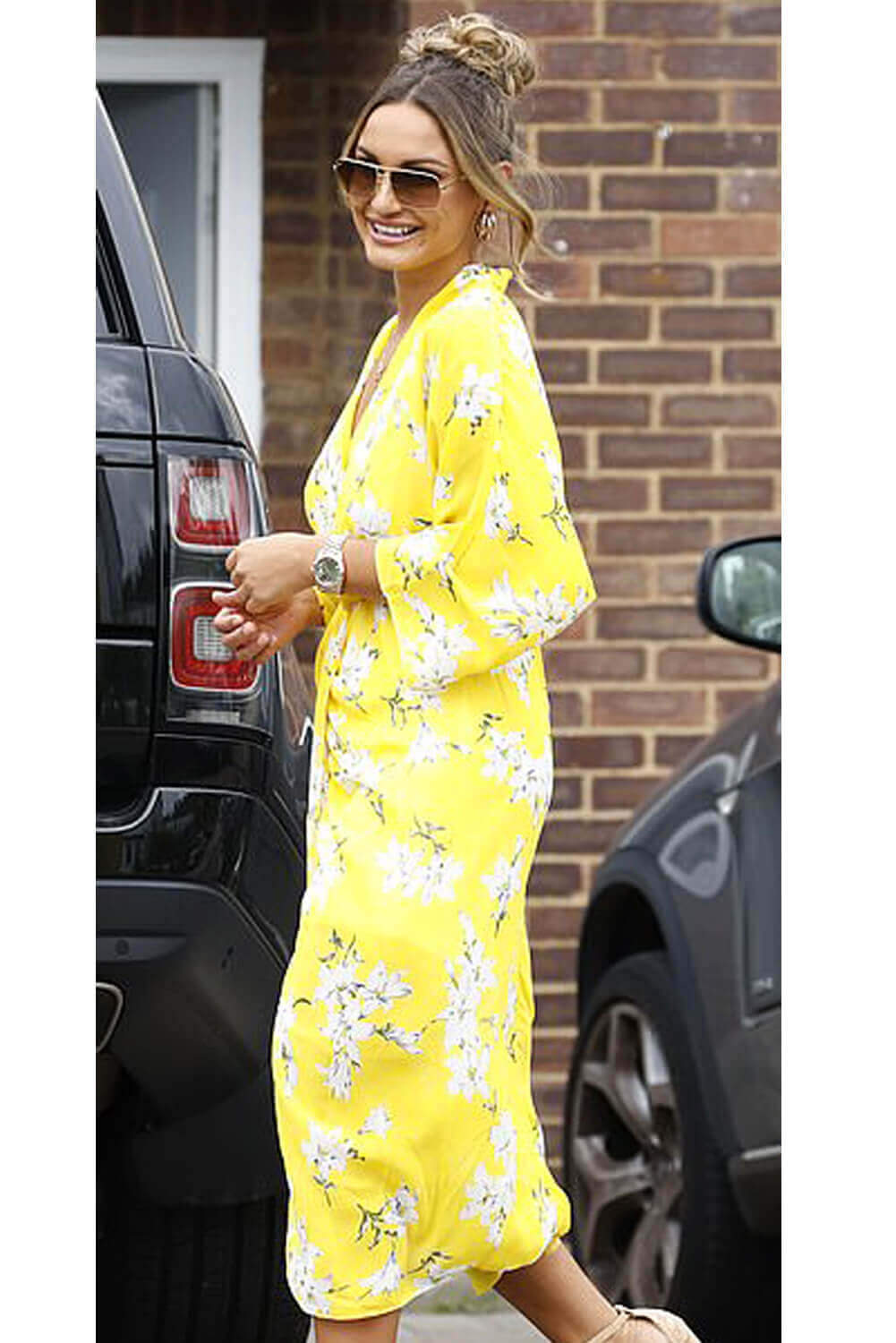 Kikodress - Yellow Floral Kimono Sleeve Maxi Dress