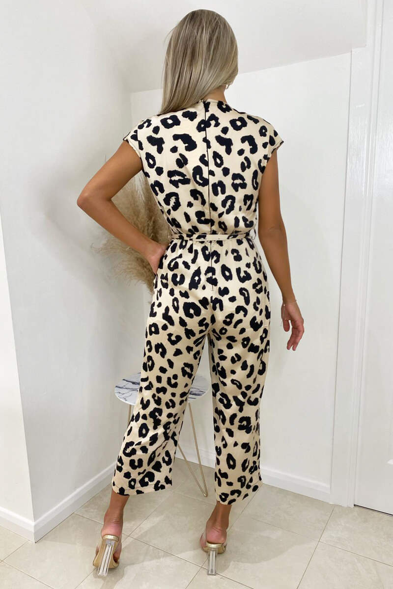 Kikodress - Multi Animal Printed Tie Waist Jumpsuit
