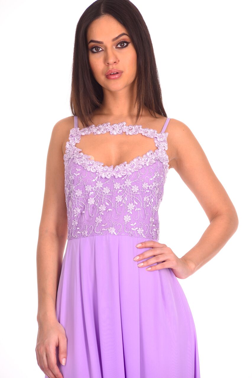 Kikodress - Lilac Crochet Top Maxi Dress