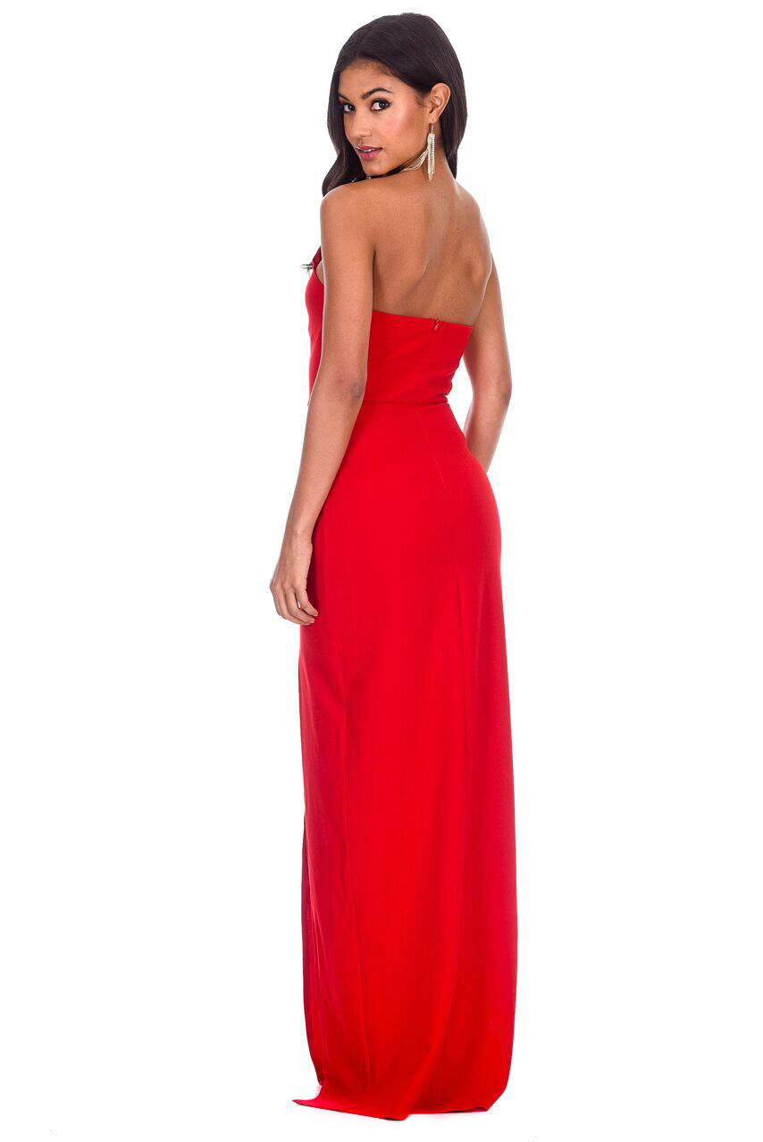 Kikodress - Red Notch Front Maxi Dress